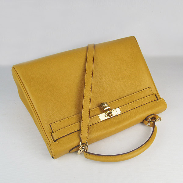 High Quality Hermes Kelly 35CM Togo Leather Bag Yellow 6308 - Click Image to Close